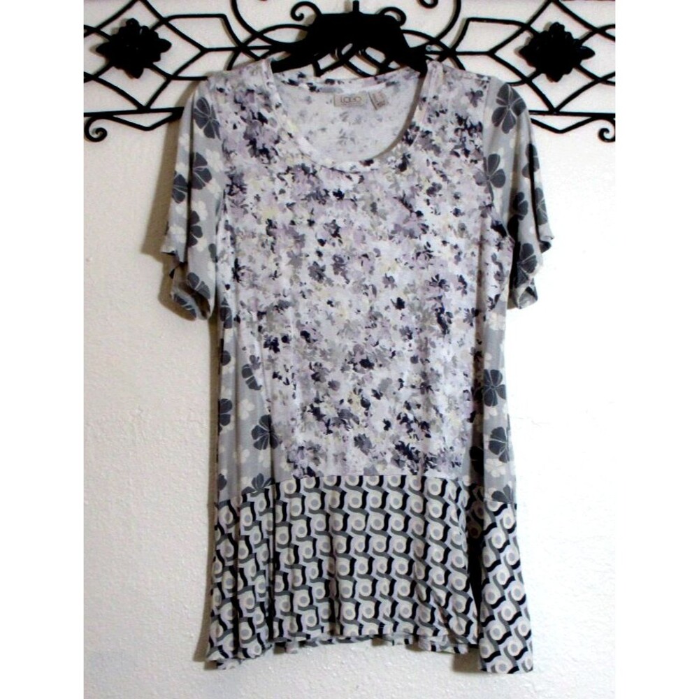 Logo By Lori Goldstein Women's Top Size XS Short Sleeve Multicolored Floral